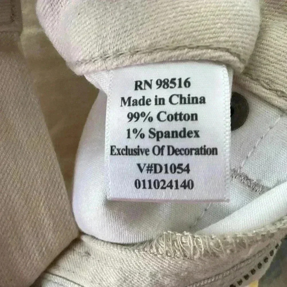 COLDWATER CREEK Pants Beige with Embroidered Blue Painted Florals Size 8 P - Picture 10 of 12